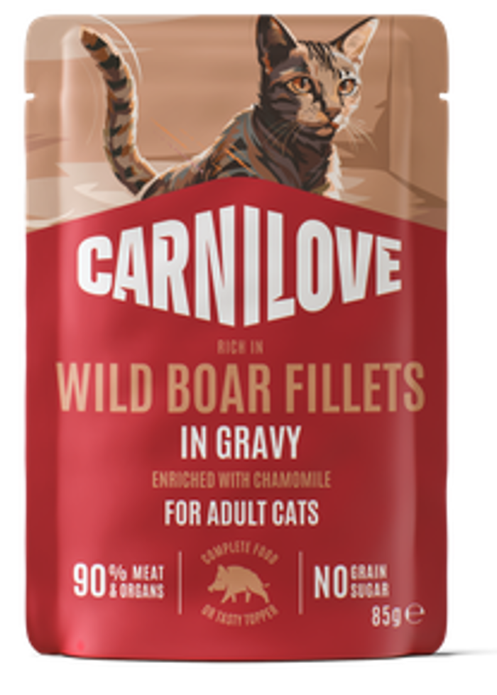 Carnilove® Paté Pouch Wild Boar Fillets in Gravy with Chamomile for Adult Cats 85gr